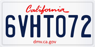 CA license plate 6VHT072