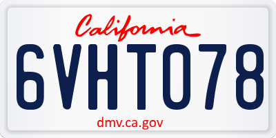 CA license plate 6VHT078