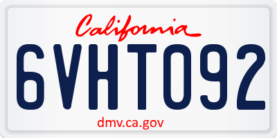 CA license plate 6VHT092
