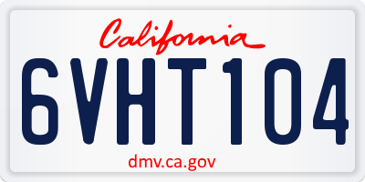 CA license plate 6VHT104