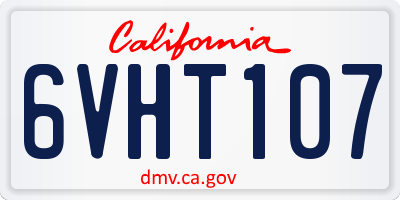 CA license plate 6VHT107