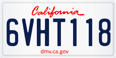 CA license plate 6VHT118