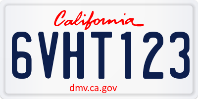 CA license plate 6VHT123