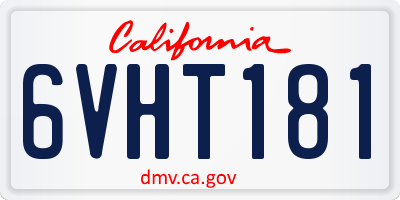CA license plate 6VHT181