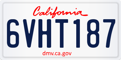 CA license plate 6VHT187
