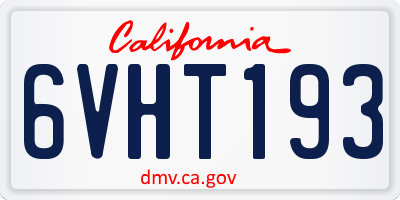 CA license plate 6VHT193