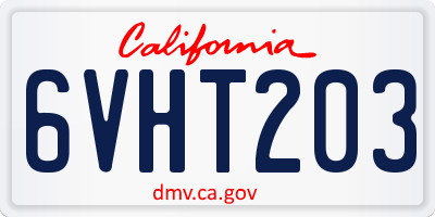 CA license plate 6VHT203