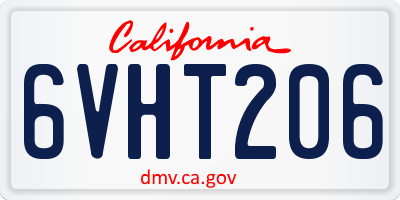 CA license plate 6VHT206
