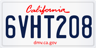 CA license plate 6VHT208