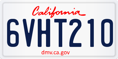 CA license plate 6VHT210