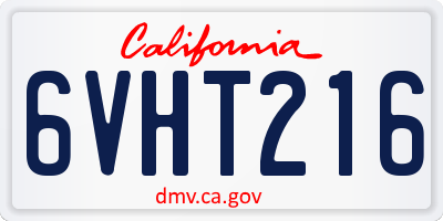 CA license plate 6VHT216