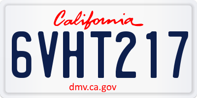 CA license plate 6VHT217