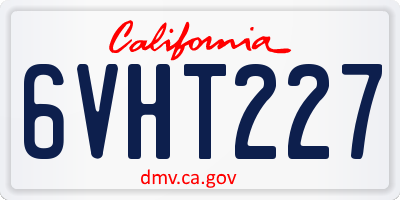 CA license plate 6VHT227