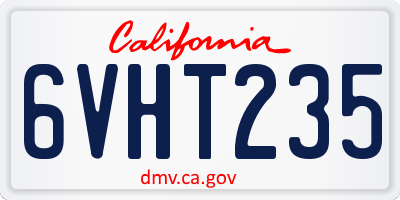 CA license plate 6VHT235