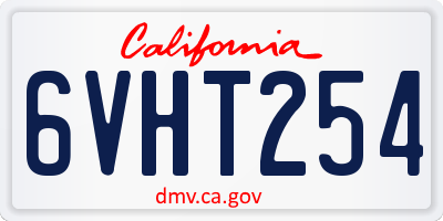 CA license plate 6VHT254