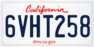 CA license plate 6VHT258