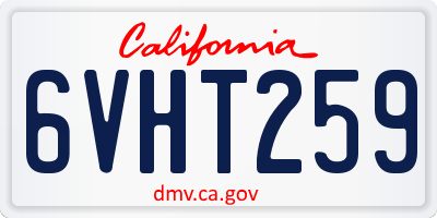 CA license plate 6VHT259