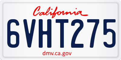 CA license plate 6VHT275