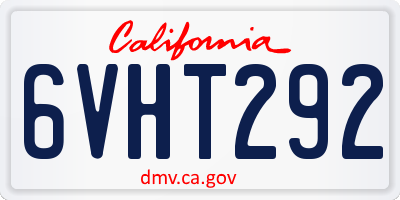 CA license plate 6VHT292