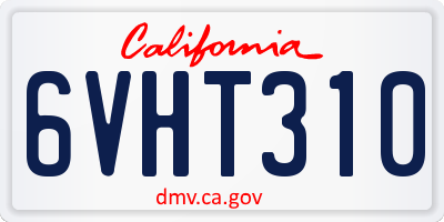 CA license plate 6VHT310