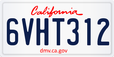 CA license plate 6VHT312