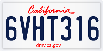 CA license plate 6VHT316