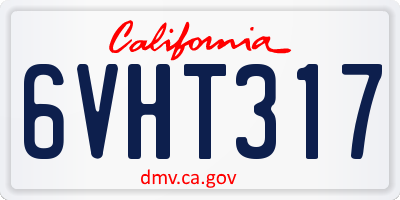 CA license plate 6VHT317