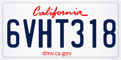 CA license plate 6VHT318