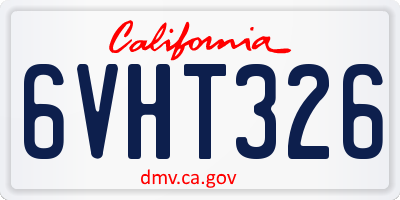 CA license plate 6VHT326