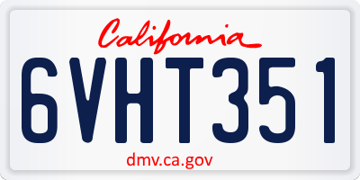 CA license plate 6VHT351