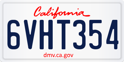 CA license plate 6VHT354