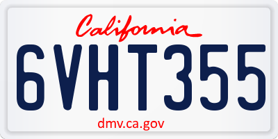 CA license plate 6VHT355