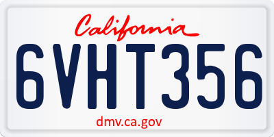 CA license plate 6VHT356