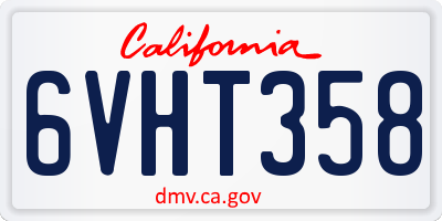CA license plate 6VHT358