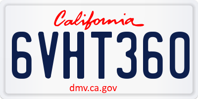 CA license plate 6VHT360