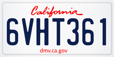 CA license plate 6VHT361