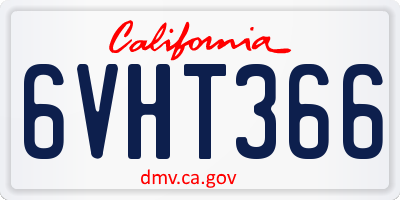 CA license plate 6VHT366