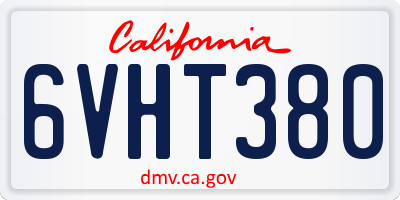 CA license plate 6VHT380