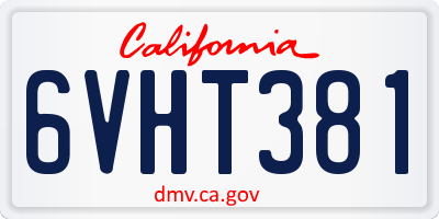 CA license plate 6VHT381
