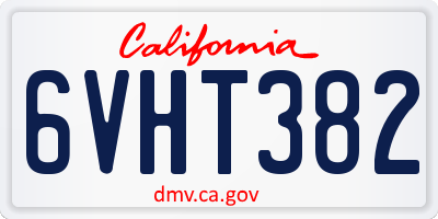 CA license plate 6VHT382