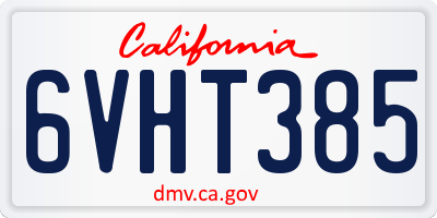 CA license plate 6VHT385
