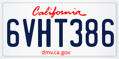 CA license plate 6VHT386