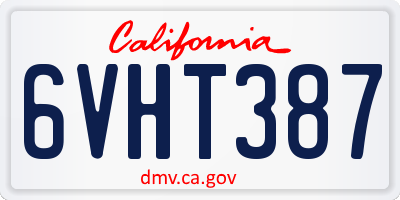 CA license plate 6VHT387