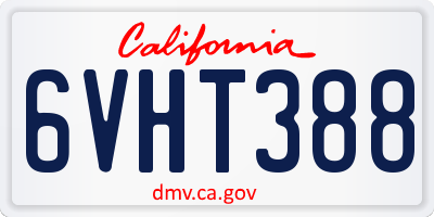 CA license plate 6VHT388