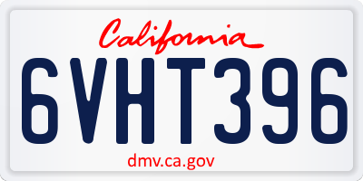 CA license plate 6VHT396