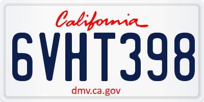 CA license plate 6VHT398