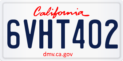 CA license plate 6VHT402