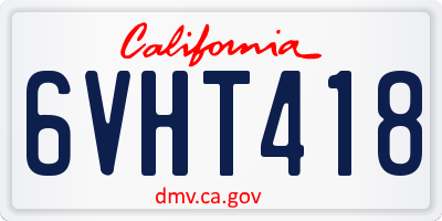 CA license plate 6VHT418