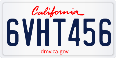 CA license plate 6VHT456