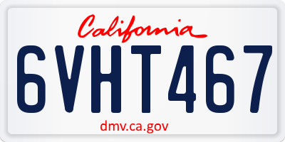 CA license plate 6VHT467